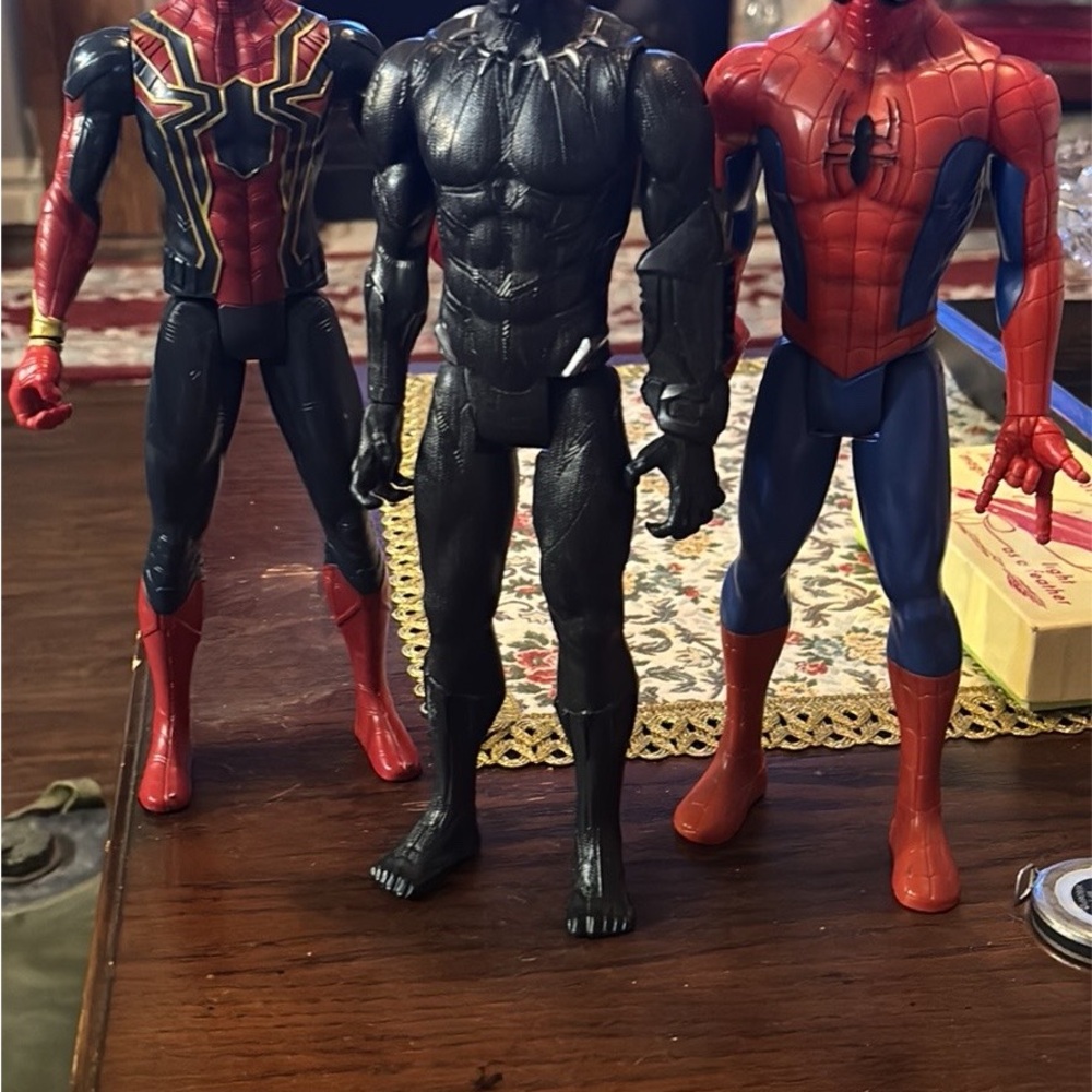Marvel Three-Figure Superhero Set — Black, Red & Blue Action Figures
